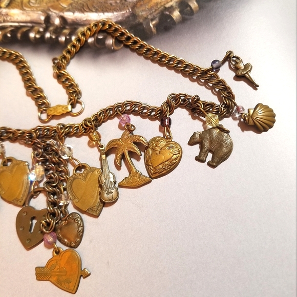 AMAZING Vintage Victorian  Revival Charm Necklace - Picture 4 of 7